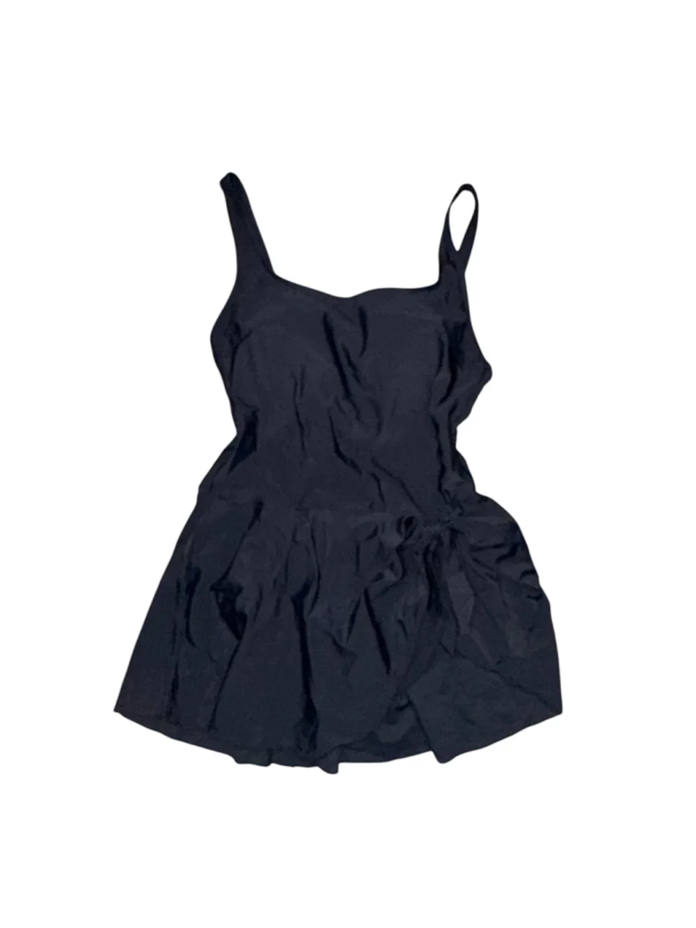 NWT Eomenie Black One-Piece Swim Dress Adjustable Side Tie Size Medium